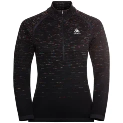 ODLO BLACKCOMB MIDLAYER 1/2 ZIP W BLACK - SPACE DYE 22