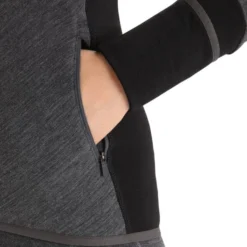 ICEBREAKER W DESCENDER LS ZIP JET HEATHER/BLACK 23 -Winter Clothing Store 9 116052 w descender ls zip jet heather black ib103900a 01 03