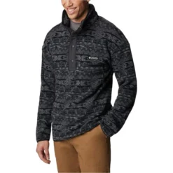 COLUMBIA M HELVETIA 1/2 SNAP FLEE BLACK 80S STRIP 23 -Winter Clothing Store 9 128107 1889853 015 04